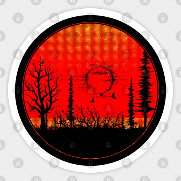 Forest and Birds Sticker by schmomsen